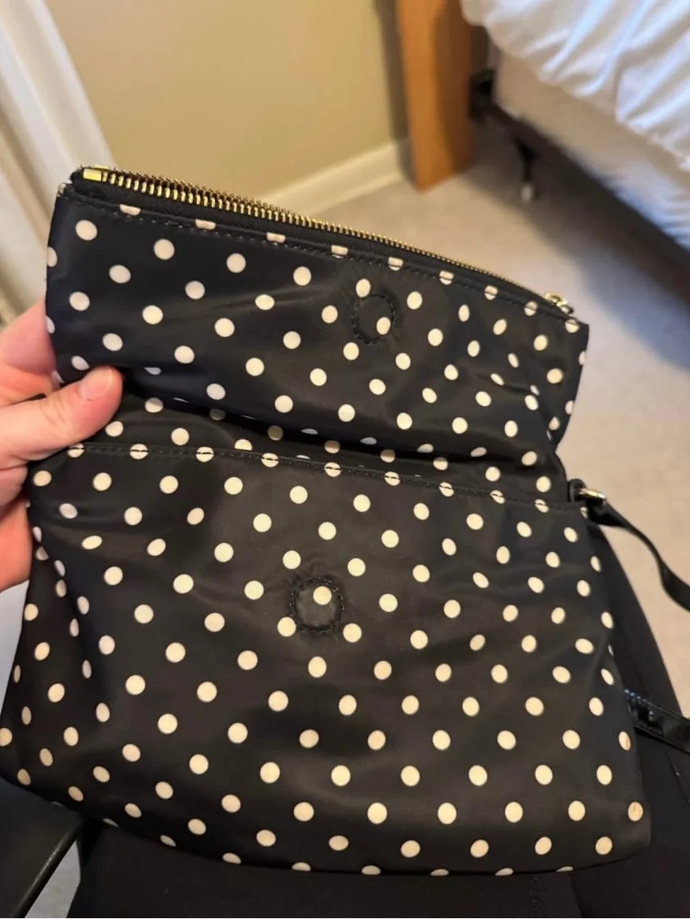 kate spade Black with White Polka Dot Crossbody Bag